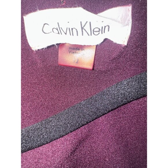 Calvin Klein Dark Purple Bell Sleeve Stretch Crepe Sheath Dress Size 12 Classic - Picture 6 of 8